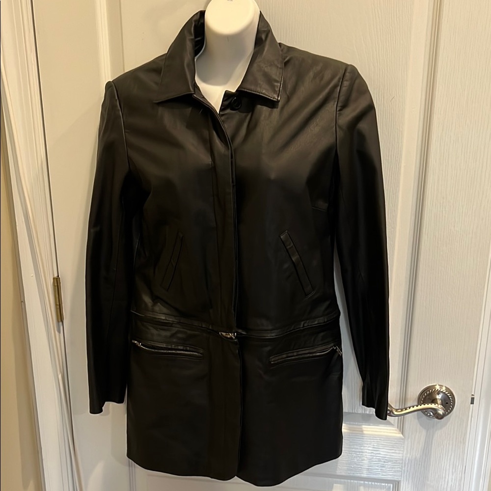 Newport News Easy Style Convertible Leather Jacket Style Size S